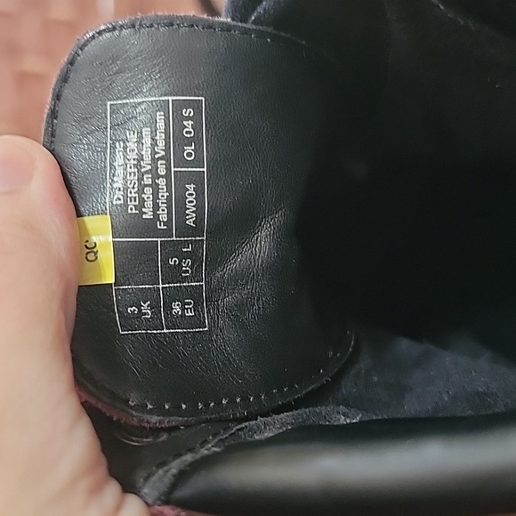 Dr. Martens Persephone Soft Buck Wine High Heel Ankle Boot - Picture 8 of 12